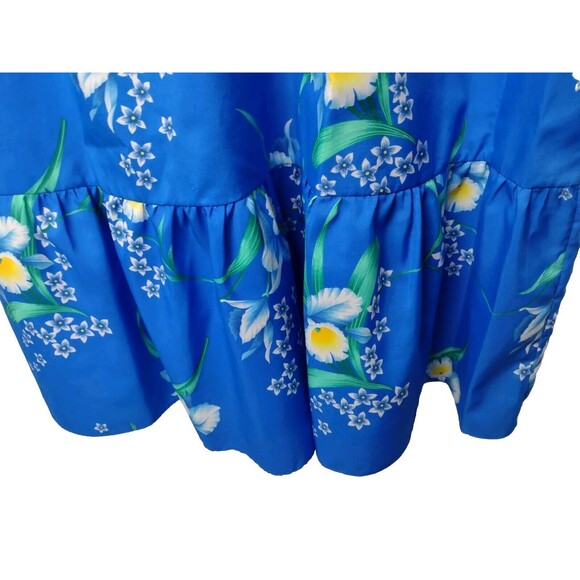 Hukilau Fashions Womens Mumu Tropical Hawaiian Dress Vibrant Blue Floral L Vtg - Picture 7 of 16